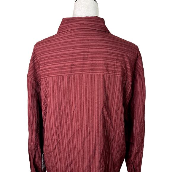 Topshop Striped Blouse Long Sleeves Button Up Front Panel Burgundy Women's 4 NWT - Picture 6 of 10